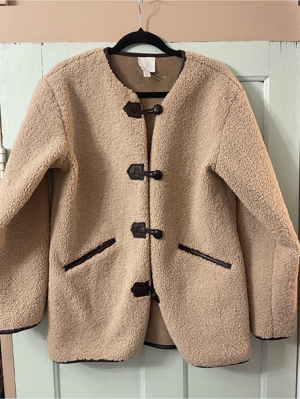 Joie Women's Tan Sherpa Toggle Coat